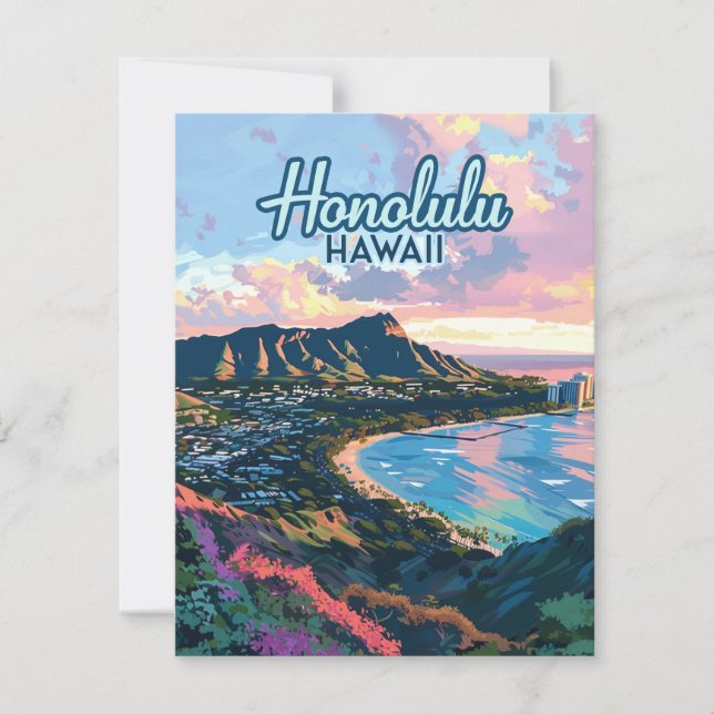Honolulu Hawaii Oahu Waikiki Diamondhead Card (Framsida)