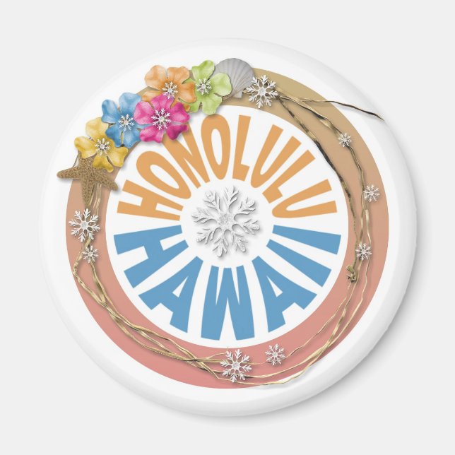 Honolulu Hawaii Pastel helgdag Magnet (Framsidan)
