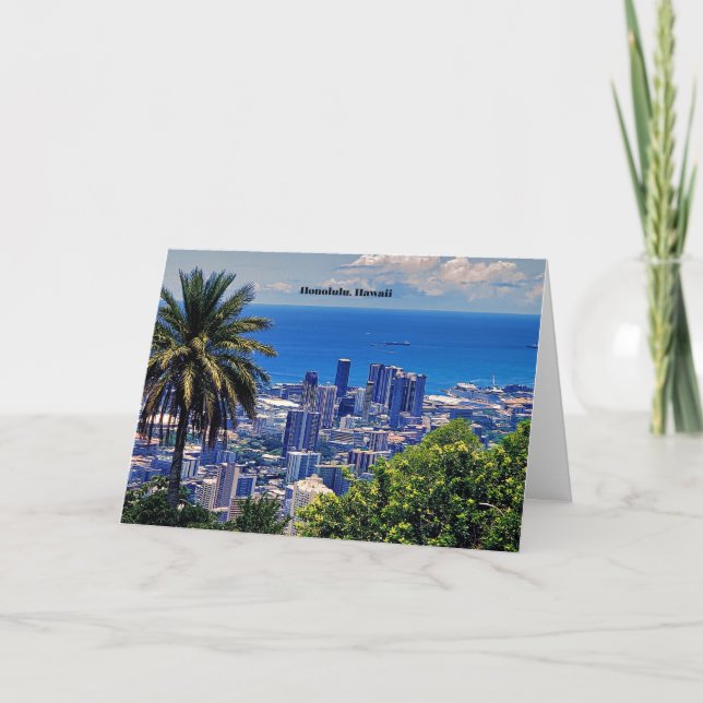 Honolulu, Hawaii picturesque cityscape Kort (Framsida)
