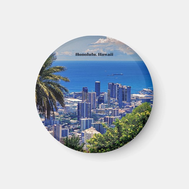 Honolulu, Hawaii picturesque cityscape Magnet (Framsidan)