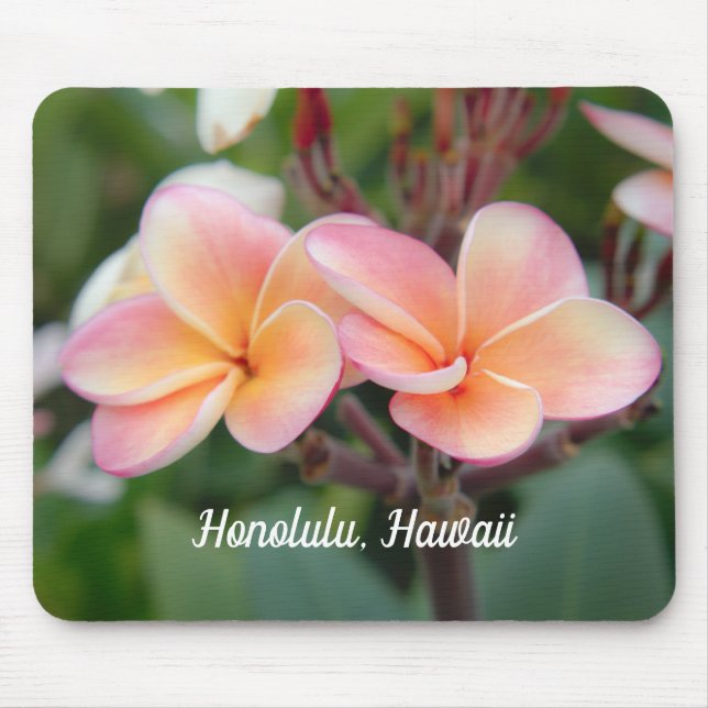 Honolulu Hawaii Plumeria Mouse Pad Musmatta (Framsidan)