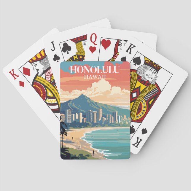 Honolulu, Hawaii: Resemålade klassiska resor Casinokort (Baksidan)
