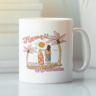 Honolulu Hawaii Retro Surf Tropisk Strand Kaffemugg