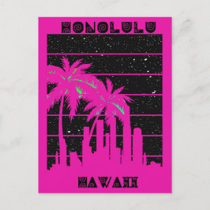 Honolulu Hawaii Rosa City Skyline Travel Vykort