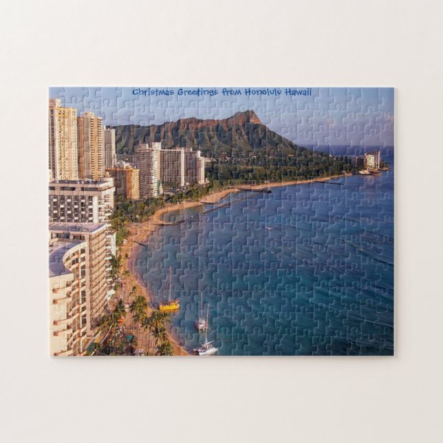 Honolulu Hawaii Sjölandskap. Pussel (Horisontell)