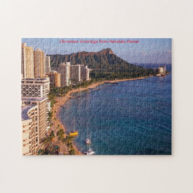 Honolulu Hawaii Sjölandskap. Pussel (Horisontell)