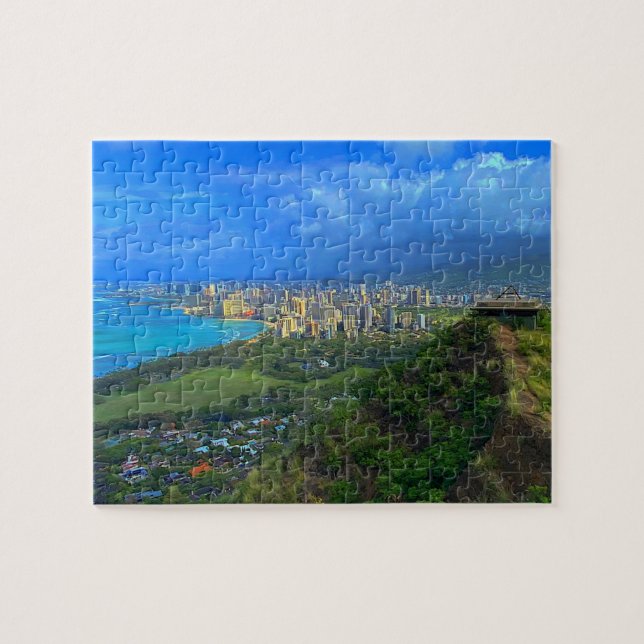 Honolulu, Hawaii Skyline #1 Jigszawa Puzzle Pussel (Horisontell)