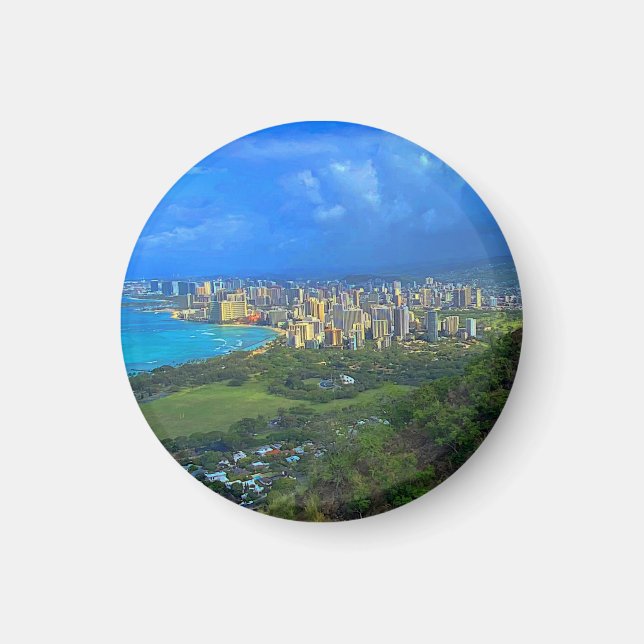Honolulu, Hawaii Skyline #1 Magnet (Framsidan)