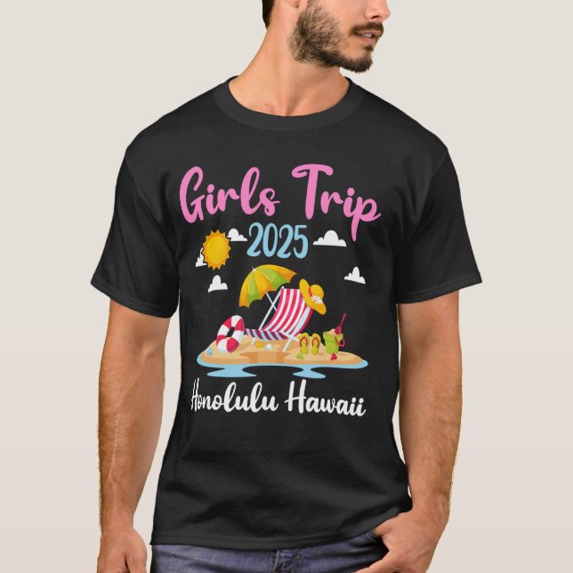 Honolulu Hawaii Strand Flickor Resa 2025 Sommarled T Shirt (Framsida)