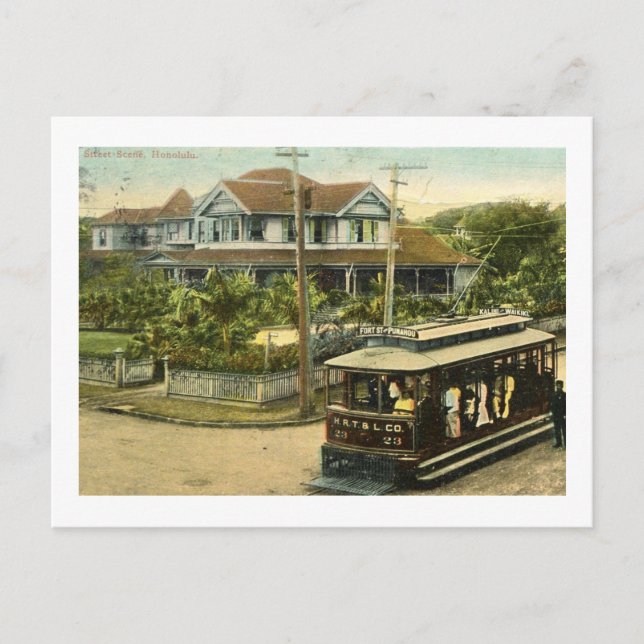 Honolulu, Hawaii Street Scene Vintage Vykort (Framsida)