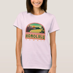 Honolulu Hawaii Sunrise Rosa T-Shirt