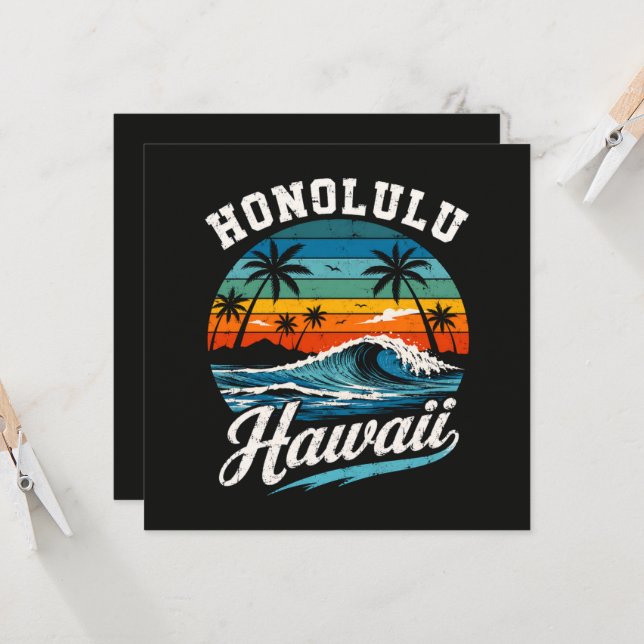 Honolulu Hawaii Surf Solnedgång (Fram/Back In Situ)