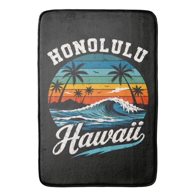 Honolulu Hawaii Surf Solnedgång Badrumsmatta (Framsidan (Vertikal))