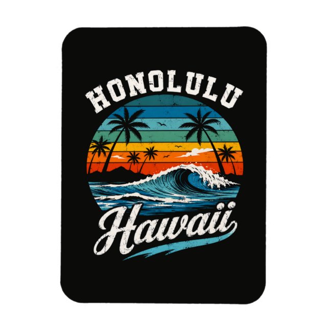 Honolulu Hawaii Surf Solnedgång Magnet (Vertikal)