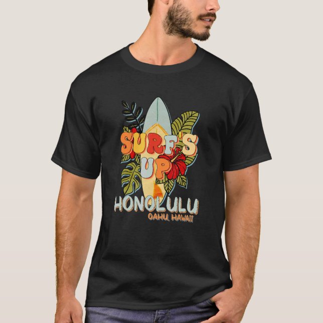 Honolulu Hawaii Surfing Ocean Beach Hawaiian Islan T Shirt (Framsida)