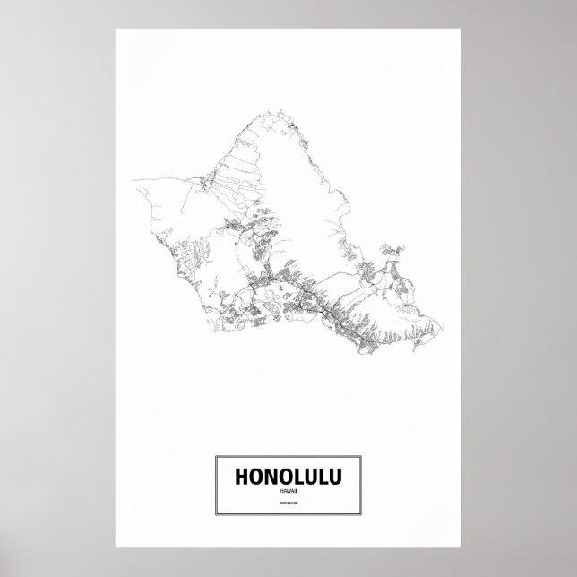Honolulu, Hawaii (svart på vitt) Poster (Framsidan)