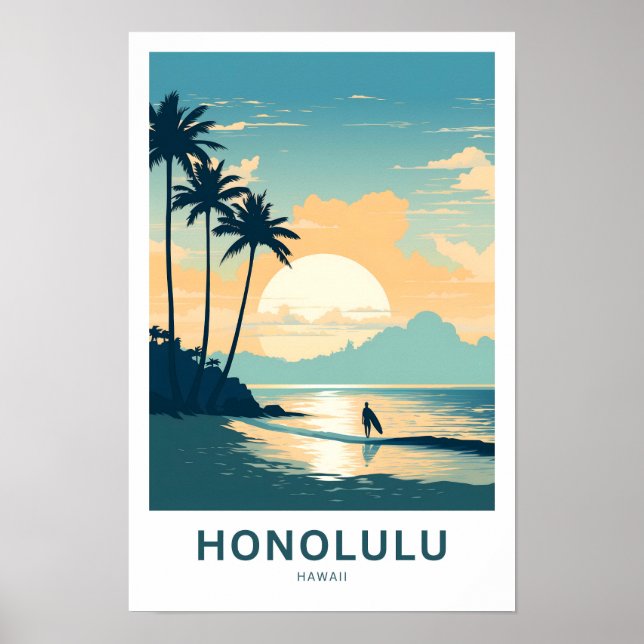 Honolulu Hawaii Travel Skriv ut Poster (Framsidan)