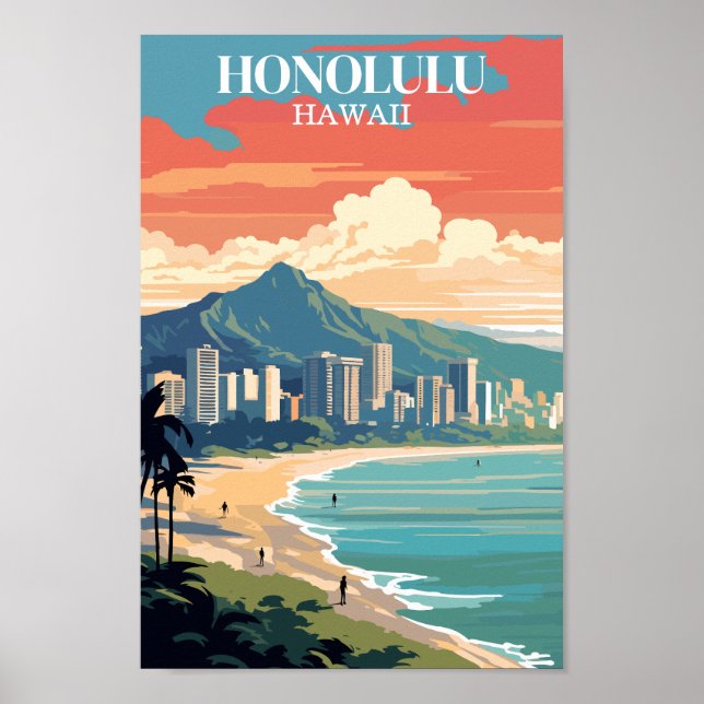 Honolulu, Hawaii: Travel Vintage Poster (Framsidan)