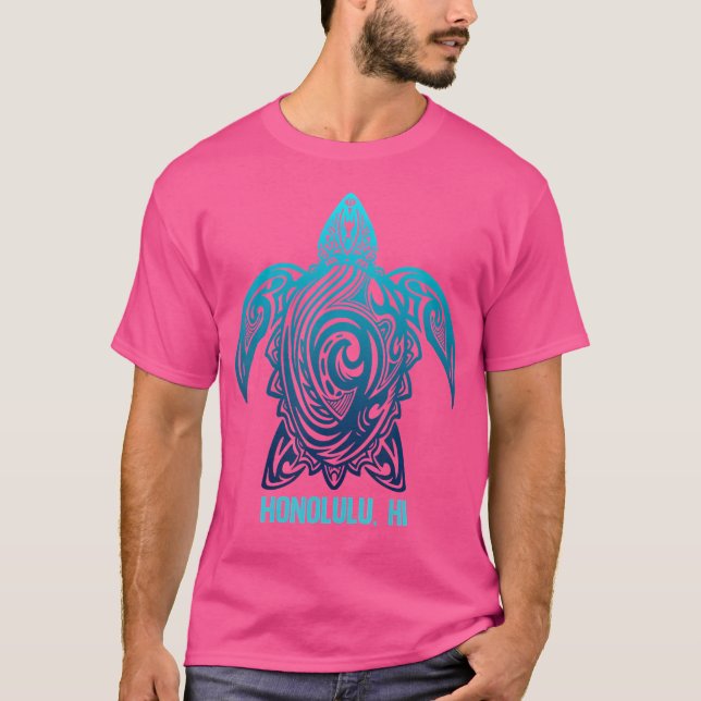 Honolulu Hawaii Tribal Turtle Hawaiian Surfer Divi T Shirt (Framsida)