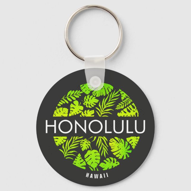 Honolulu Hawaii Tropical Custom Name Nyckelring (Framsida)