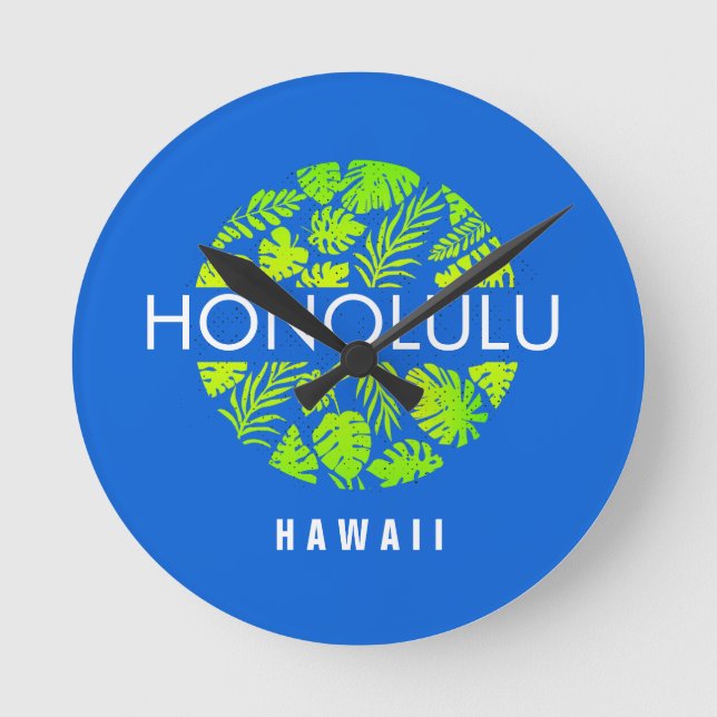 Honolulu Hawaii Tropical Custom Name Rund Klocka (Framsida)