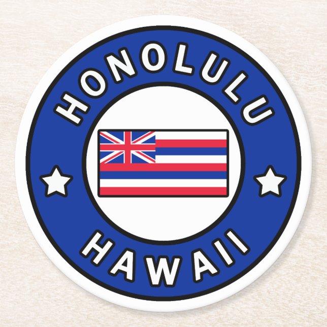 Honolulu Hawaii Underlägg Papper Rund (Framsidan)