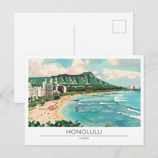Honolulu Hawaii USA Vintage Konst Resa Vykort