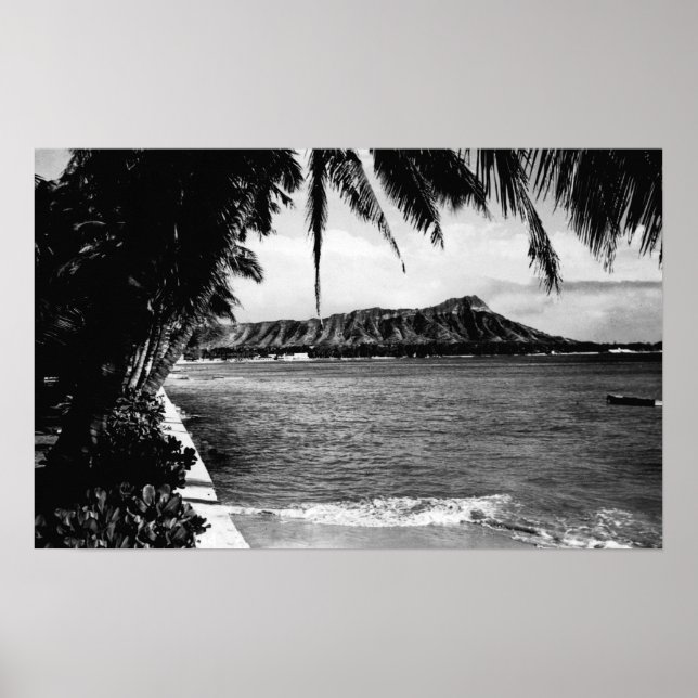 Honolulu, Hawaii - View Diamond Head Poster (Framsidan)