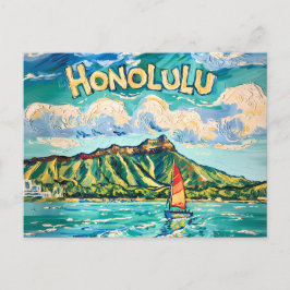 Honolulu Hawaii Vintage Resemål Van Gogh Landskap Vykort