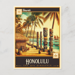 Honolulu, Hawaii Vintage Vykort