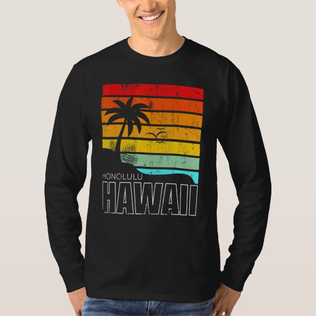 Honolulu Hawaiian Sumer Vacation Aloha HI Beach Re T Shirt (Framsida)