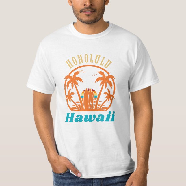 Honolulu Hawaiian Vacation Surfa Gift T Shirt (Framsida)