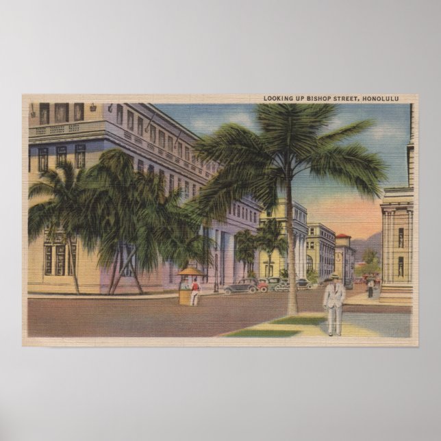 Honolulu, HIView of Bishop St. Honolulu, HI Poster (Framsidan)