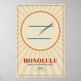 Honolulu HNL Airport Flygplatskarta Poster | Retro