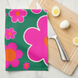 Honolulu Modern Decor Retro Flowers för blommor Kökshandduk<br><div class="desc">Honolulu Flower Market: blommigt av abstrakt - återblommor skrivs ut - rosa och grönt.</div>