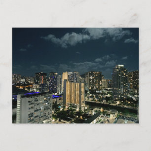 Honolulu nattetid Oahu Hawaii Stad Fotografi Vykort