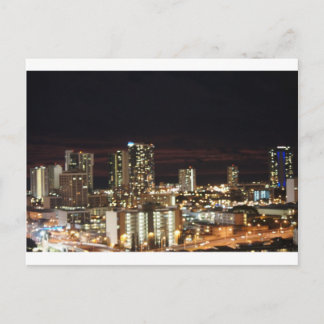 Honolulu Night Skyline Vykort