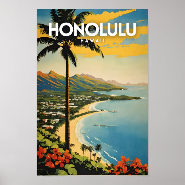 Honolulu Nostalgic Travel Poster (Framsidan)