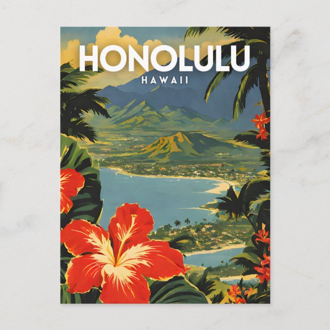 Honolulu Nostalgic Vykort (Framsida)