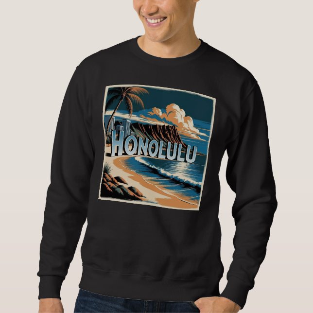 Honolulu O'aho Hawaii Lång Ärmad Tröja (Framsida)