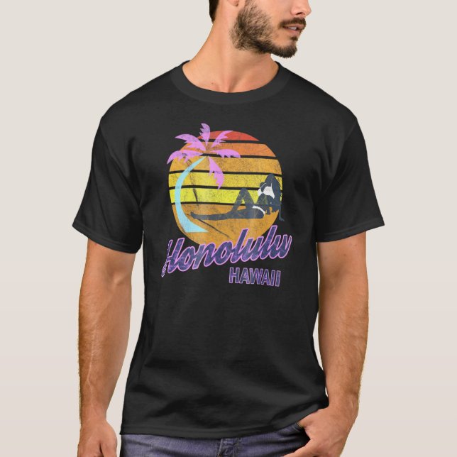 Honolulu Oahu Hawaii Classic Surfa T Shirt (Framsida)