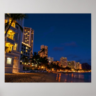Honolulu, Oahu, Hawaii. Nattexponering för Poster