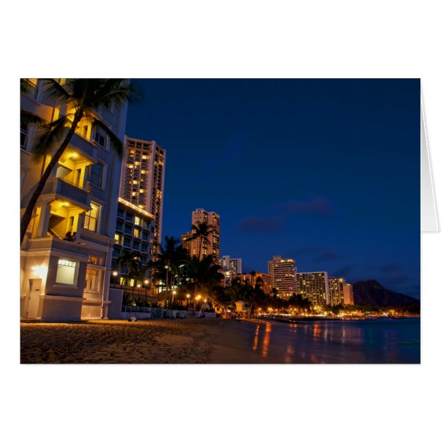 Honolulu, Oahu, Hawaii. Nattexponering Hälsningskort (Framsidan Horizontal)