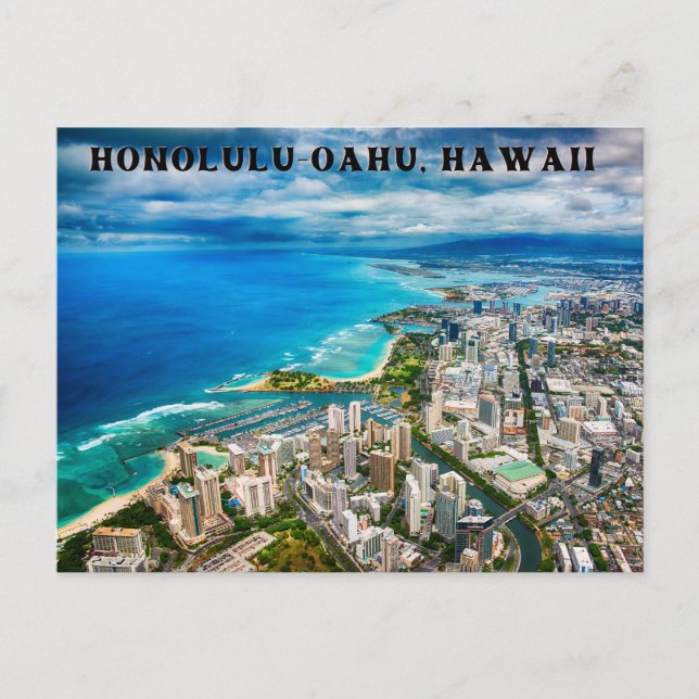 Honolulu-Oahu, Hawaii Postcard Vykort (Framsida)