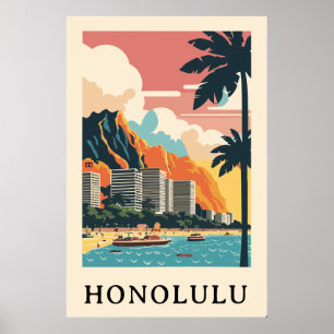 Honolulu retro vintage resor poster