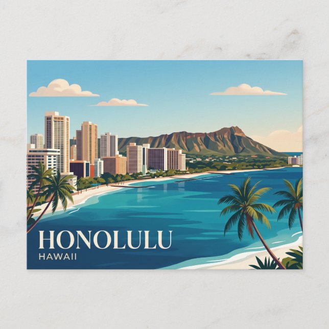 Honolulu Skyline Hawaii Vykort (Framsida)