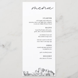 Honolulu Skyline Modern Bröllop Dinner Menu Meny