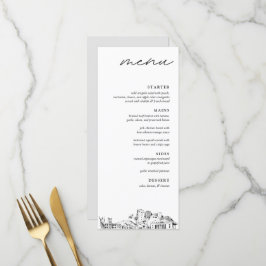 Honolulu Skyline Modern Bröllop Dinner Menu Meny
