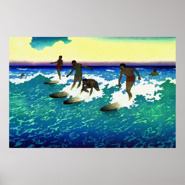 Honolulu, som kör surfa poster (Framsidan)