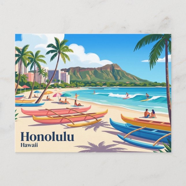 Honolulu USA Vykort (Framsida)